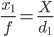 x_1/f = X/d_1