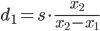 d_1 = s x_2 / (x_2 - x_1)