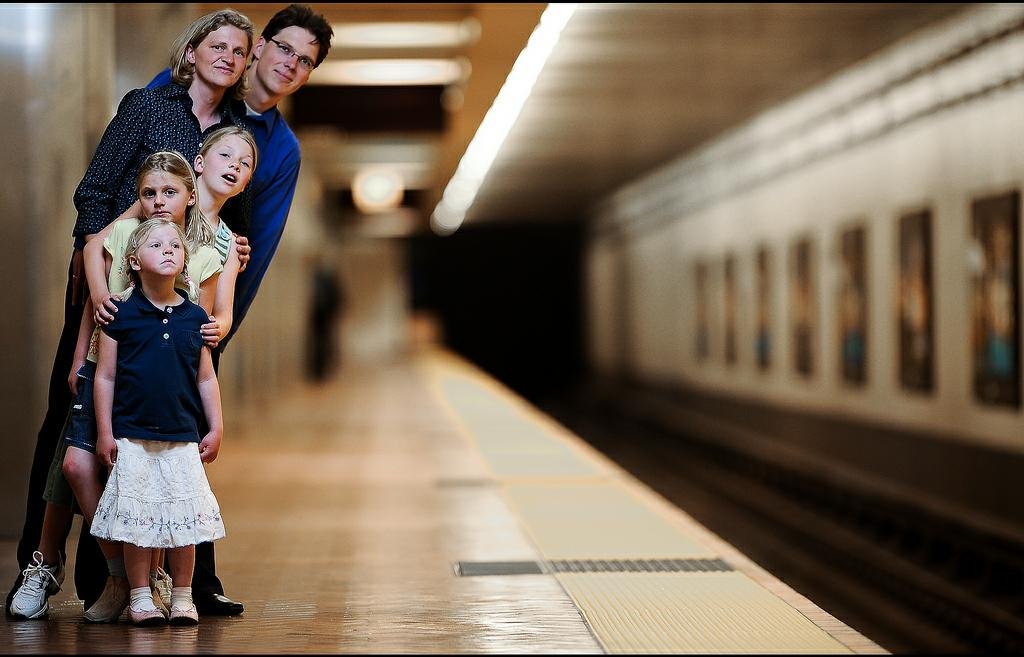 Rohe family at the Powell St. BART station